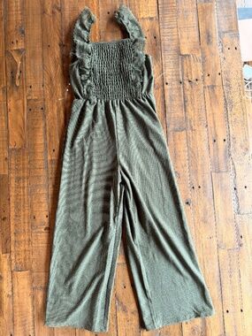Speechless Girls Olive Boho Lace Wide Leg Jumpsuit Overalls Size L